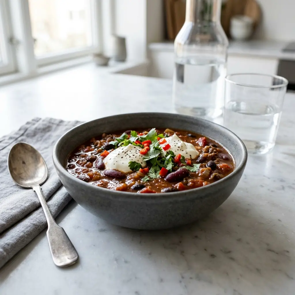 Gatavā ēdiena receptes chili con carne foto