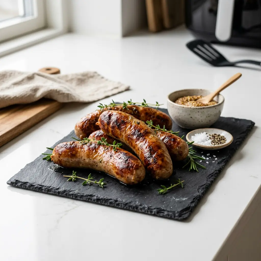 Foto ar Dāņu Ziemassvētku desa karstā gaisa fritētājā, kas pagatavots karstā gaisa fritētājā