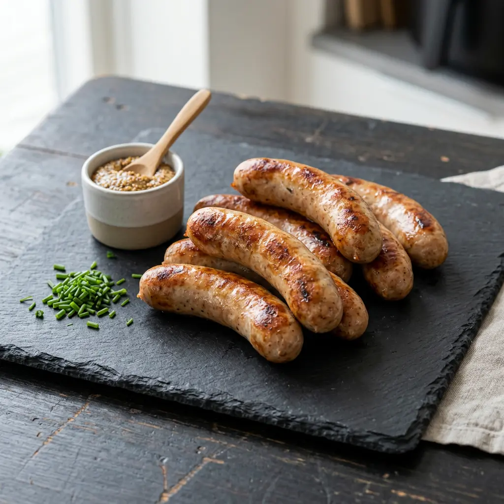 Foto ar Grilējamās desiņas karstā gaisa fritētājā, kas pagatavots karstā gaisa fritētājā