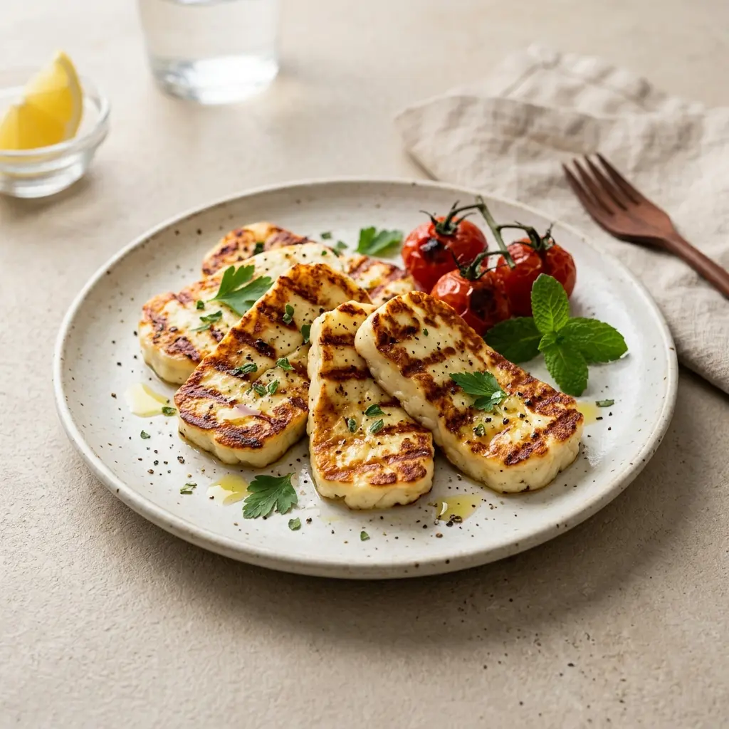 Gatavā ēdiena receptes grilēts halloumi foto
