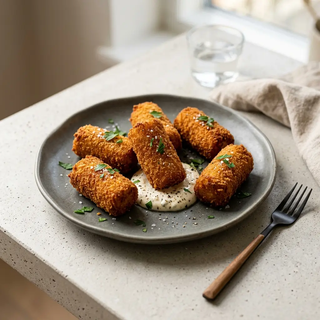 Gatavā ēdiena receptes kartupeļu kroketes foto
