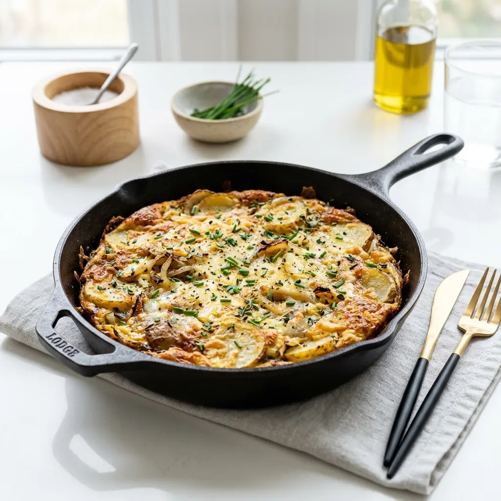 Brokastu receptes Kartupeļu omlete foto
