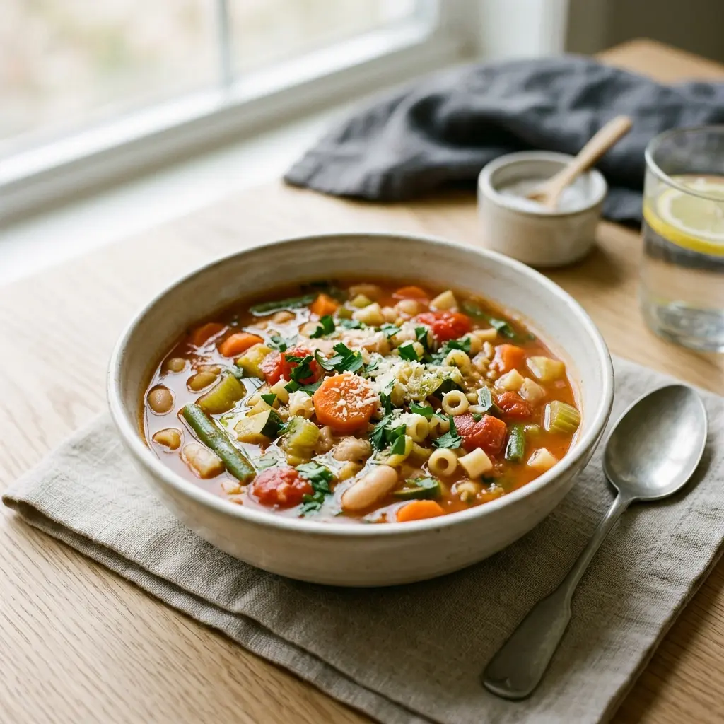 Gatavā ēdiena receptes minestrone foto
