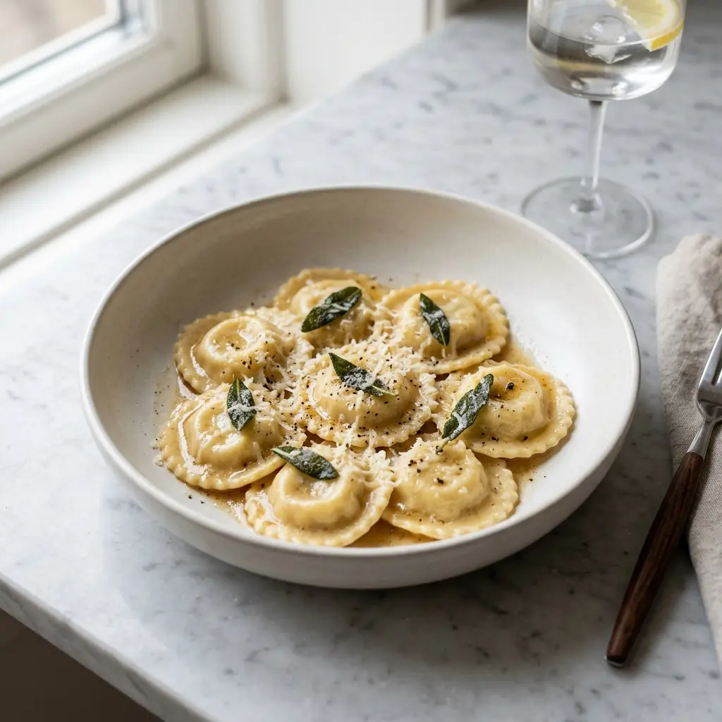 Gatavā ēdiena receptes ravioli ar sieru foto