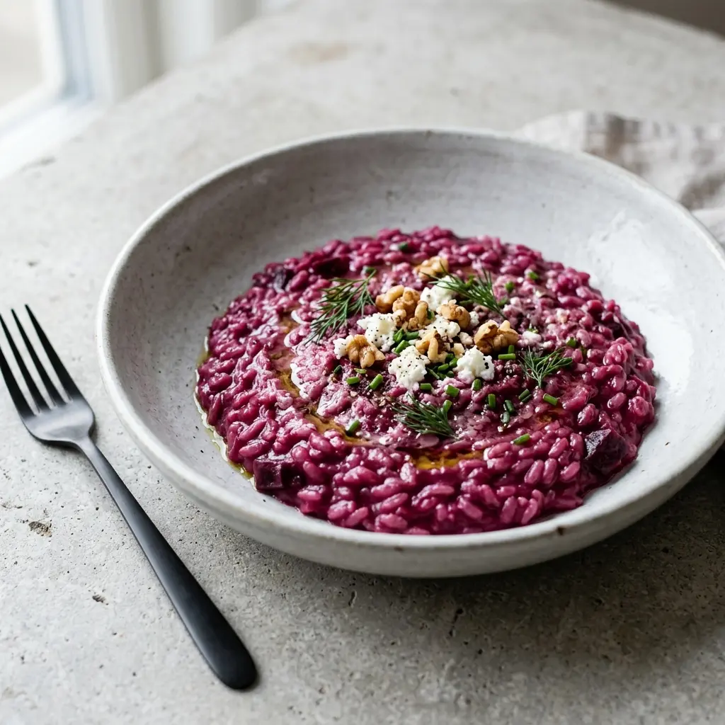 Gatavā ēdiena receptes risoto ar bietēm foto