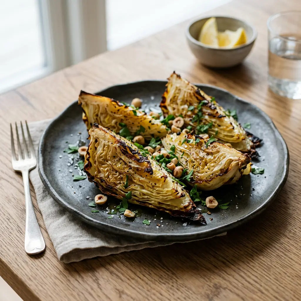 Foto ar Smailie kāposti karstā gaisa fritētājā, kas pagatavots karstā gaisa fritētājā