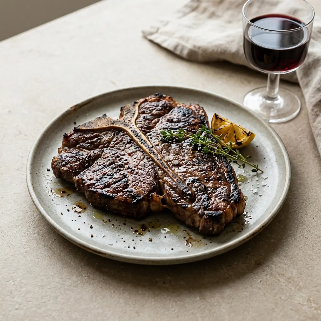 Gatavā ēdiena receptes T-bone steiks uz grila foto