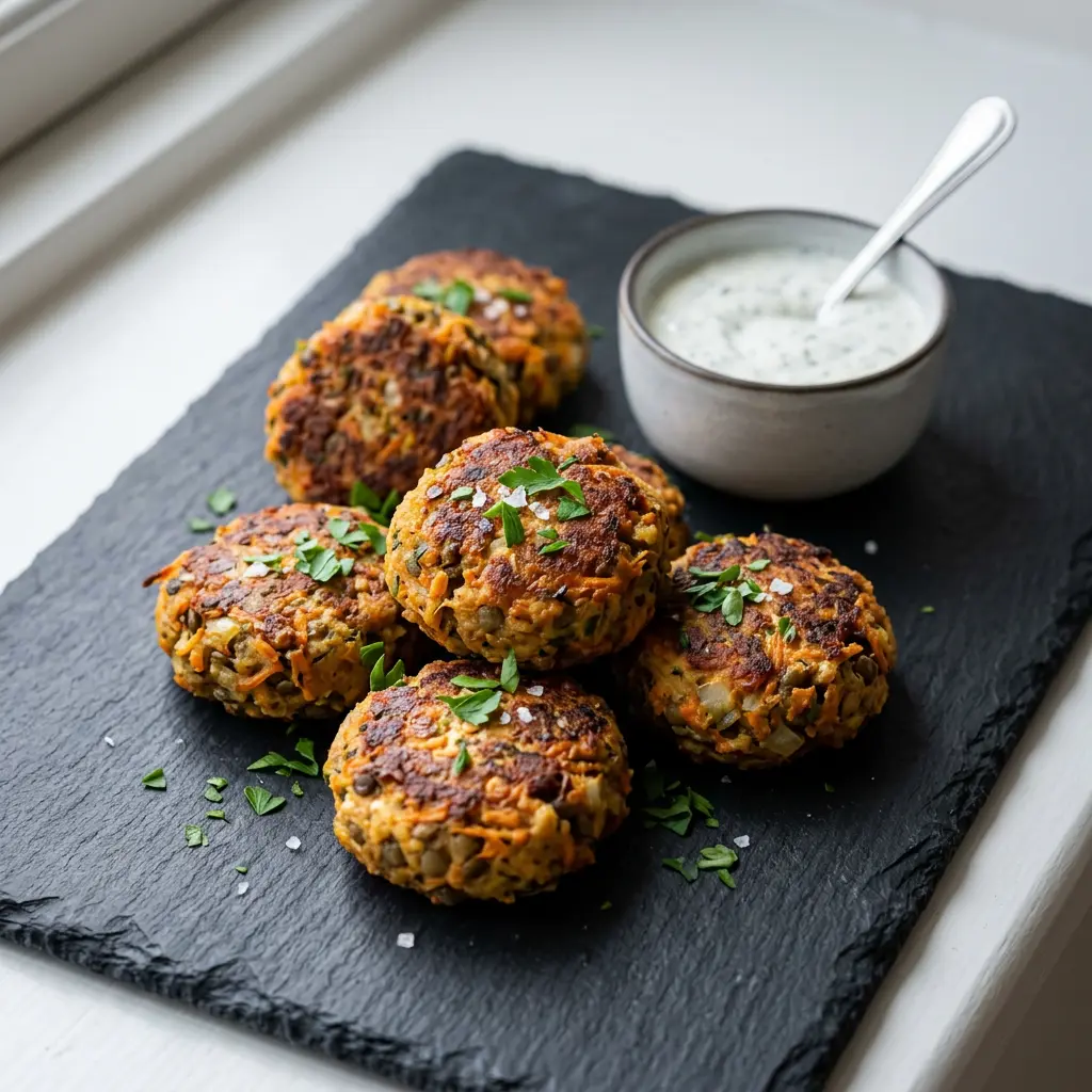 Foto ar Veģetārās kotletes karstā gaisa fritētājā, kas pagatavots karstā gaisa fritētājā